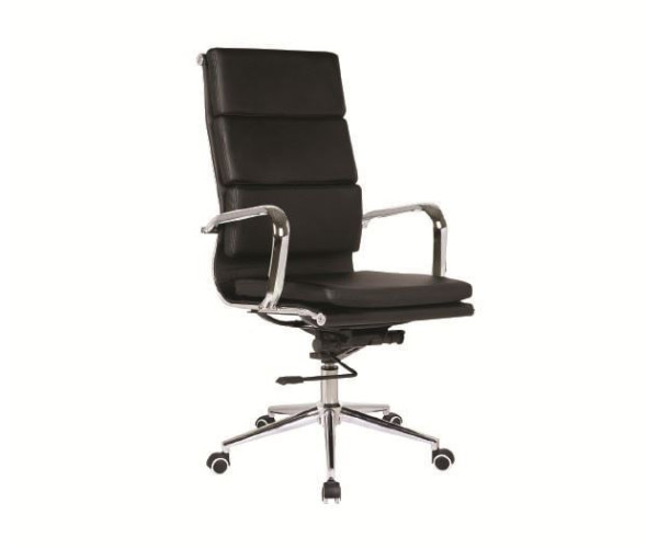 CF4800 Πολυθρόνα Διευθυντή Μέταλλο Χρώμιο - PU Μαύρο